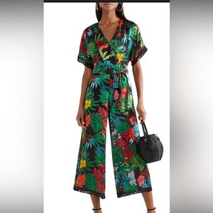 Alice & Olivia sheer tropical silky jumpsuit